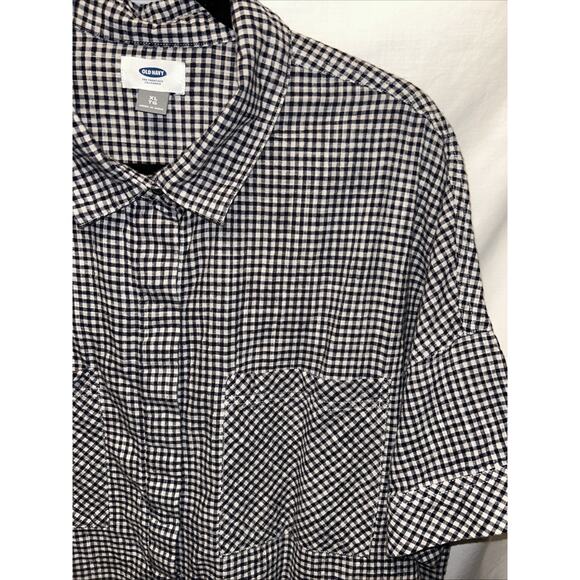 Old Navy Women’s XL Oversized Short Sleeve Gingham Linen Blouse - Picture 3 of 11
